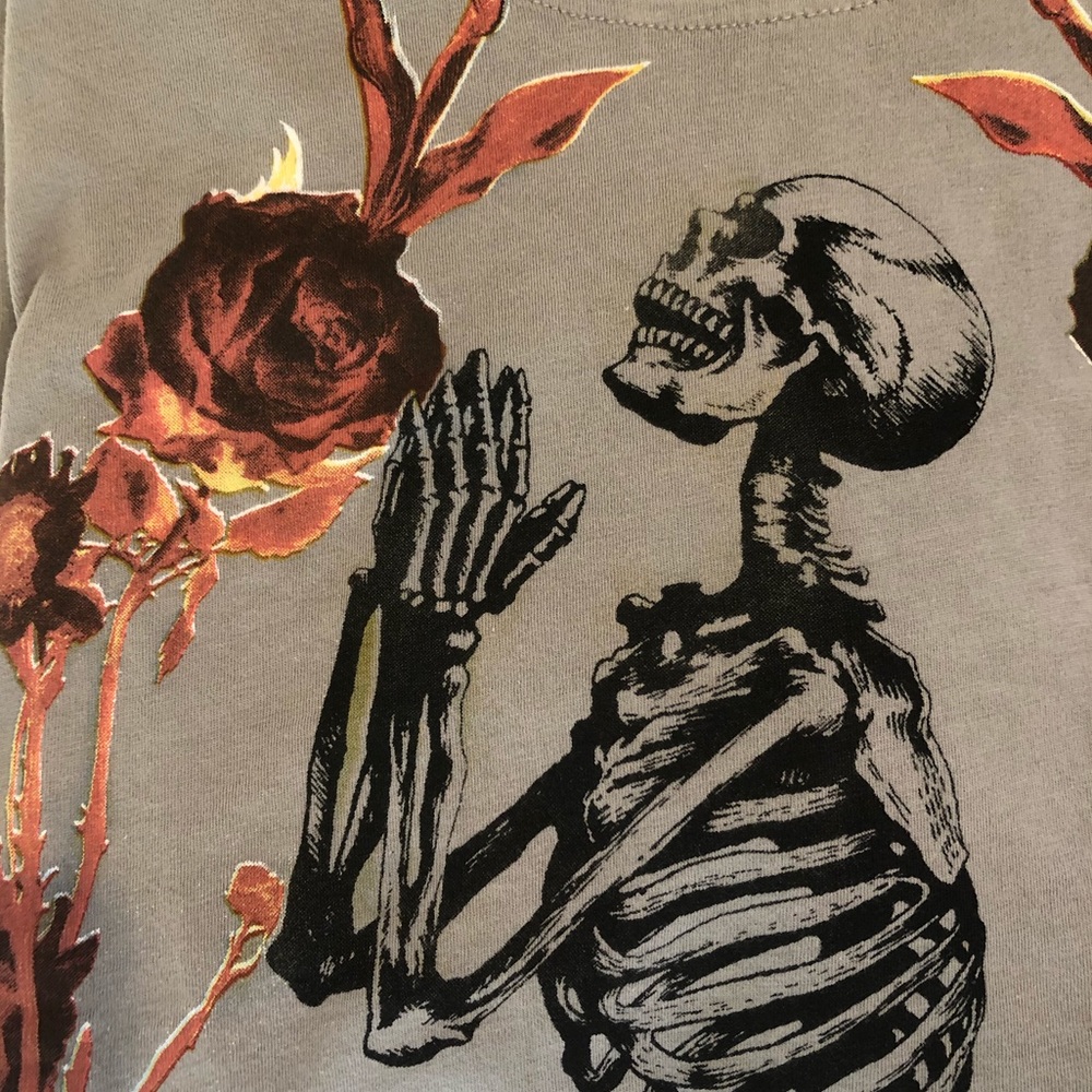 Skeleton & Roses RELIGION Neck Tie T-Shirt NWT - Picture 5 of 8